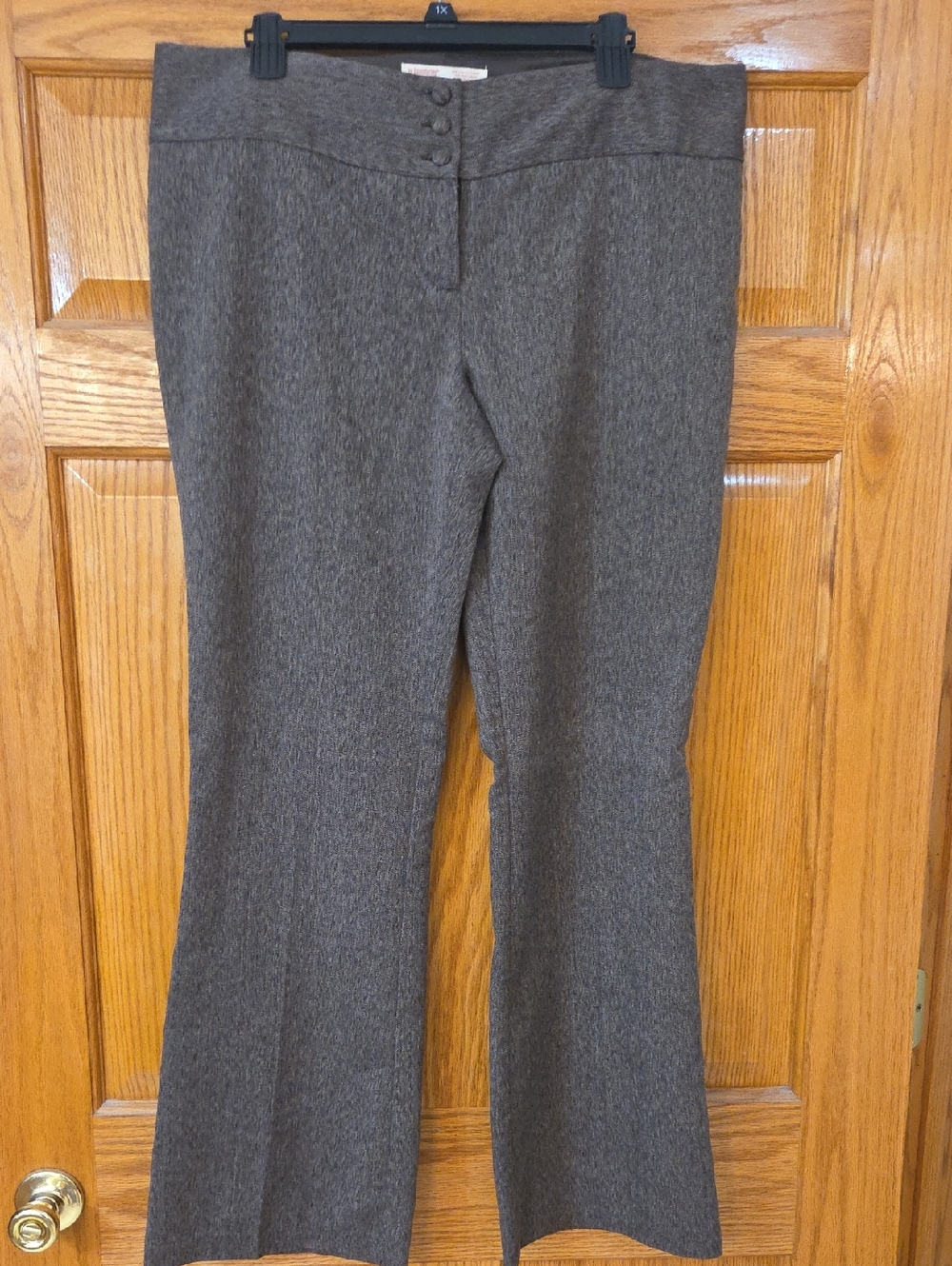 Dark Brown Women's Dress Pants with Button Waist